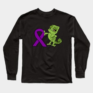 Chameleon with Awareness Ribbon (Purple) Long Sleeve T-Shirt